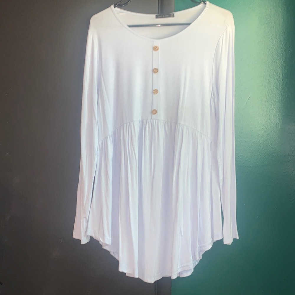 Baby blue loose fit long sleeve blouse